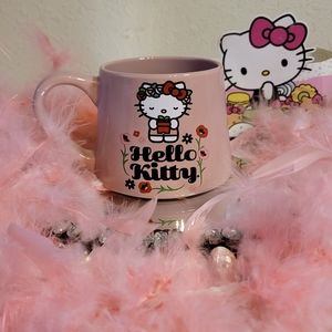 Hello Kitty Pink Ceramic Large sized Coffee Mug Floral 14 Oz New